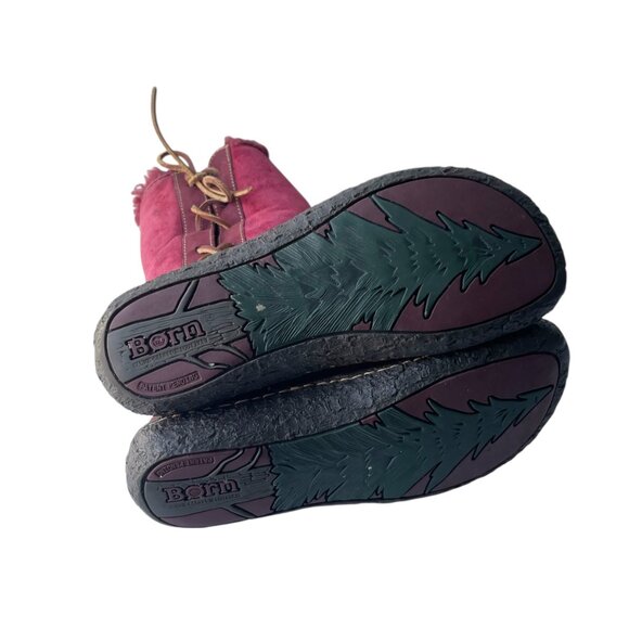 Born Burgundy Suede Leather Faux Sherpa Boots - 7 - Picture 7 of 11